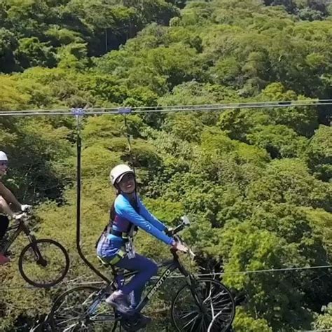 Bicycle Zipline Over Waterfall